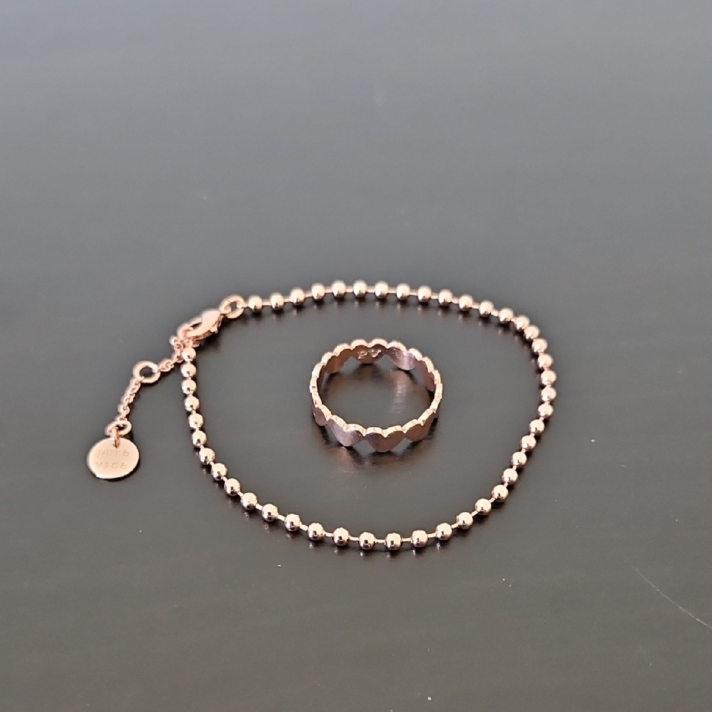 Pura Vida Rose Goldtone Heart Ring And Bracelet Set💛🩷